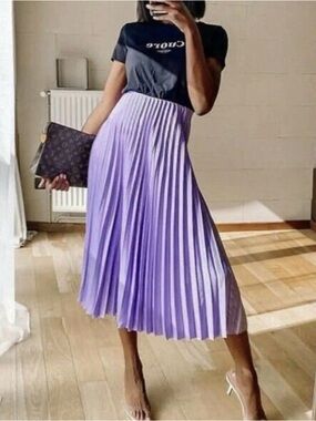Zara Lavender Pleated Midi Skirt